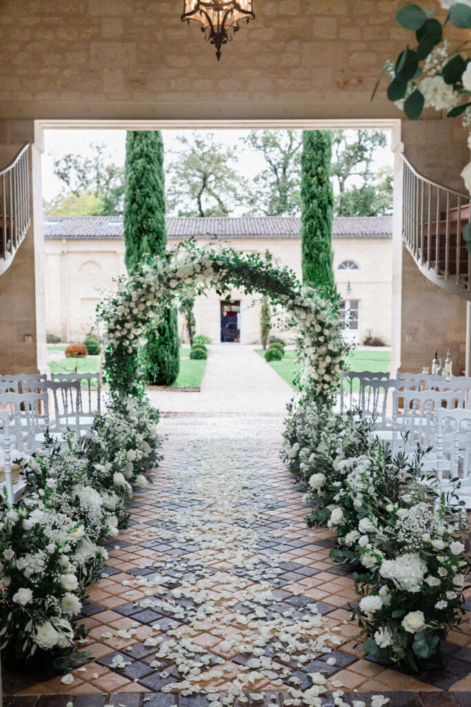 Elegant indoor wedding ceremony setup as a rainy day plan