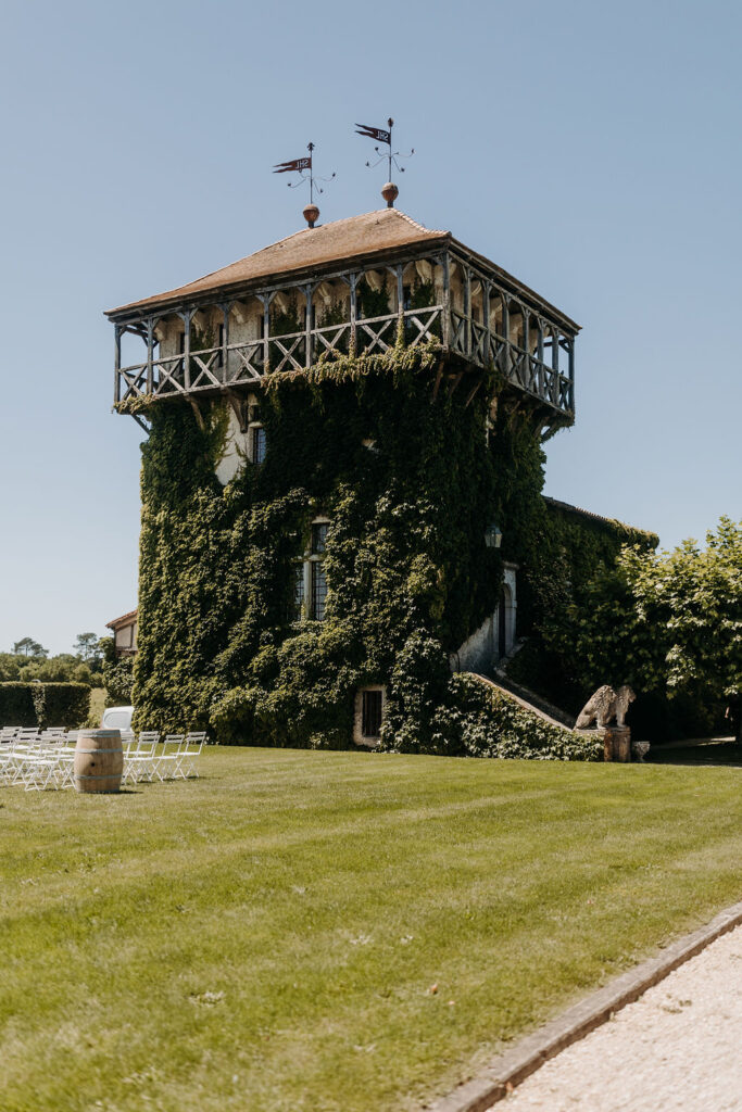 Historic ivy-covered tower perfect for portraits.